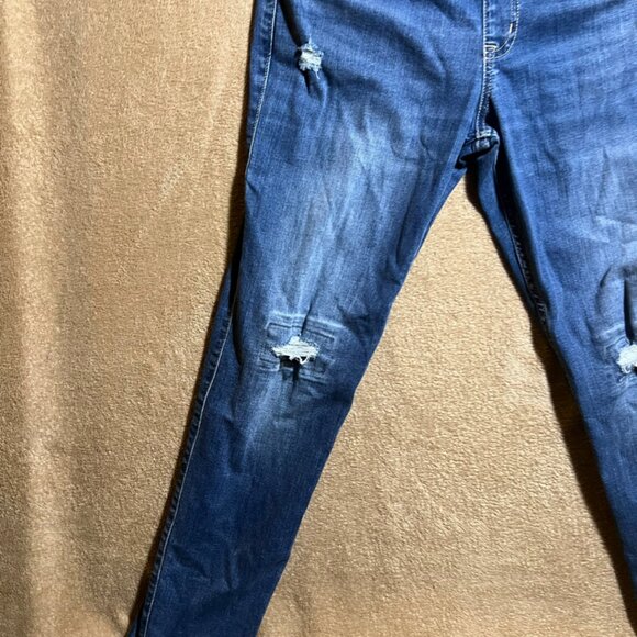 Abercrombie Kids Girls 15/16 Blue Denim Distressed Overalls Long Leg Jeans - Picture 2 of 10